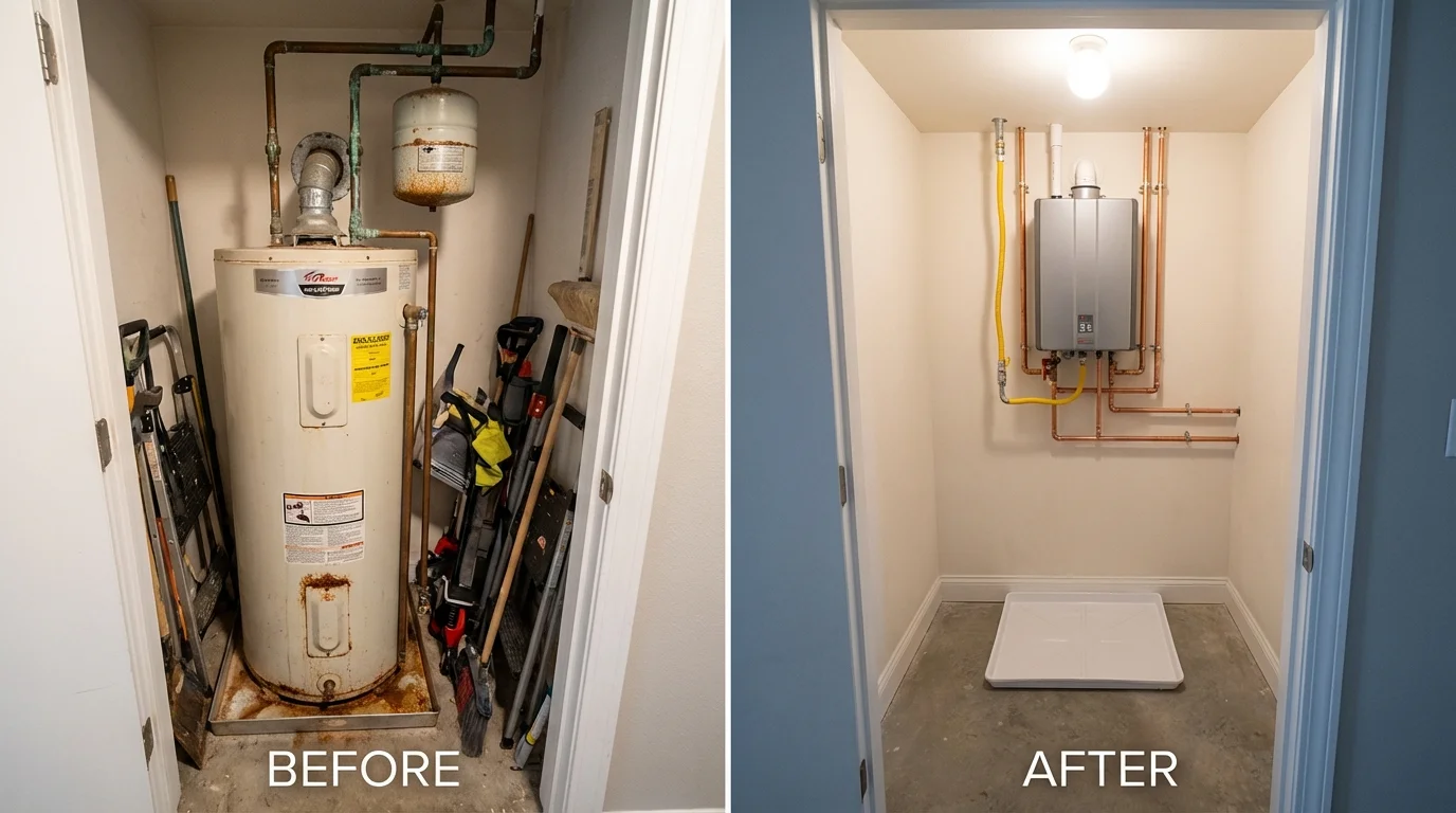Tank water heater versus wall-mounted tankless unit comparison for Byron, CA homeowners